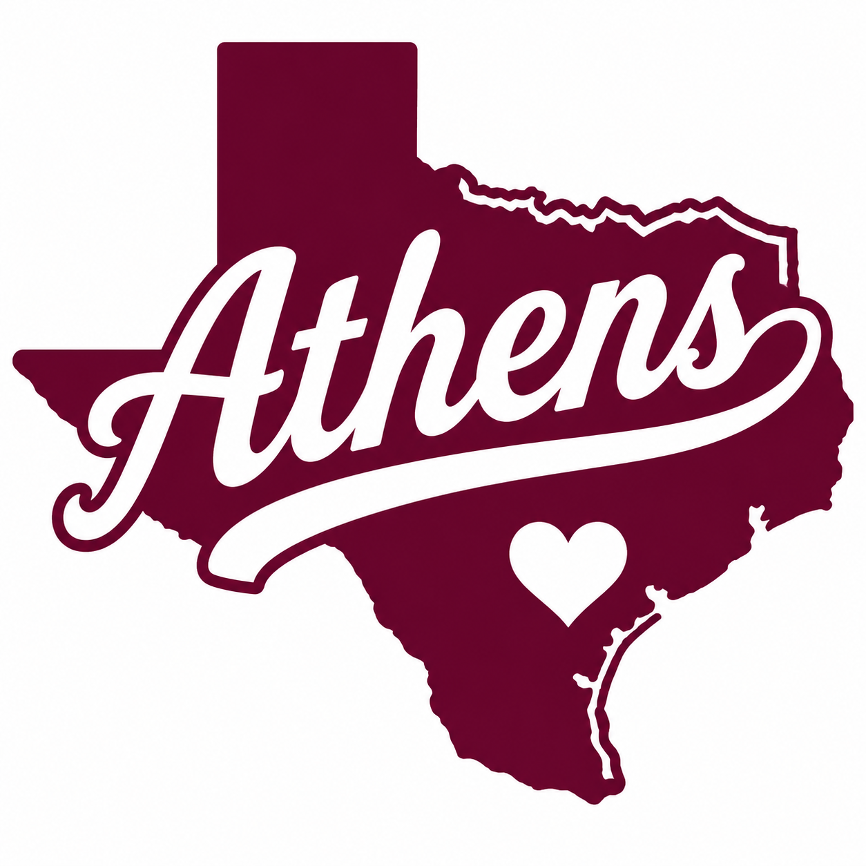 Athens, Texas Heart - White